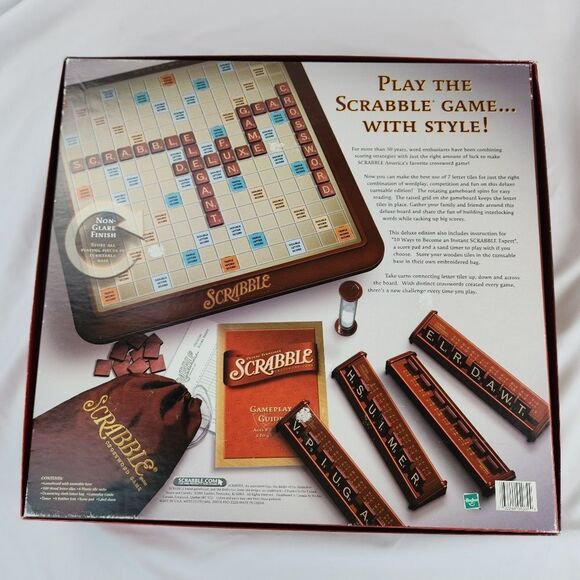 🩵Scrabble Deluxe Turntable Vintage 2001 Edition Word Game - Picture 5 of 12